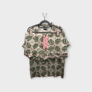 Katie Kime Pajama Set 2XL Womens Pickleball Print Short Sleeve Top & Shorts